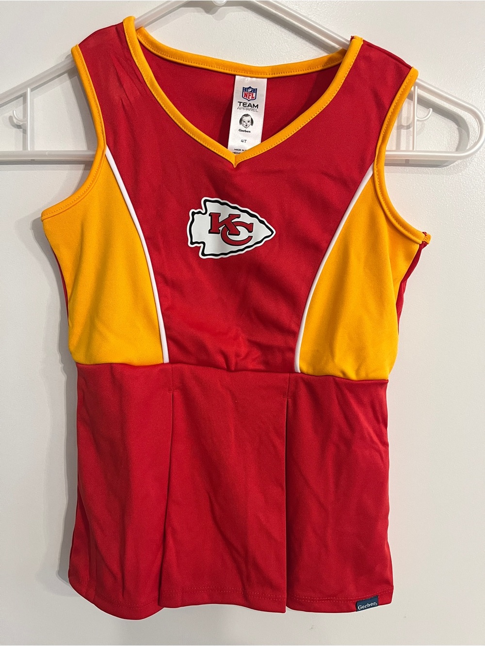 Girls 4T NFL Team Apparel Gerber Kansas City Chiefs Cheerleader Style Top